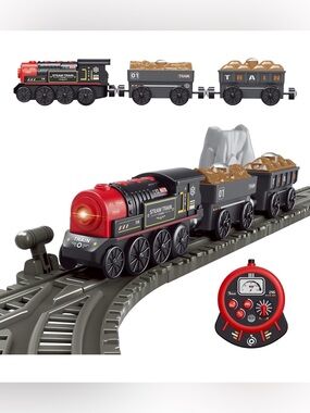 Motorized Train for Wooden Track, Remote Control Train with Magnetic Connection